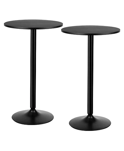Gymax Set of 2 Round Pub Table 24" Bistro Bar Height Cocktail Table w/Metal Base