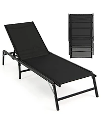 Gouun Foldable Patio Chaise Lounge Chair Set of 2 with 5-Position Adjustable Backrest