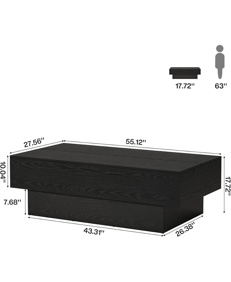 Tribesigns Farmhouse Wood Coffee Table, Rustic Large Rectangle Tea Table