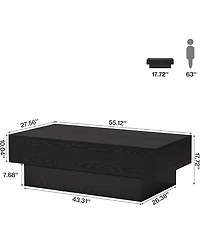 Tribesigns Farmhouse Wood Coffee Table, Rustic Large Rectangle Tea Table