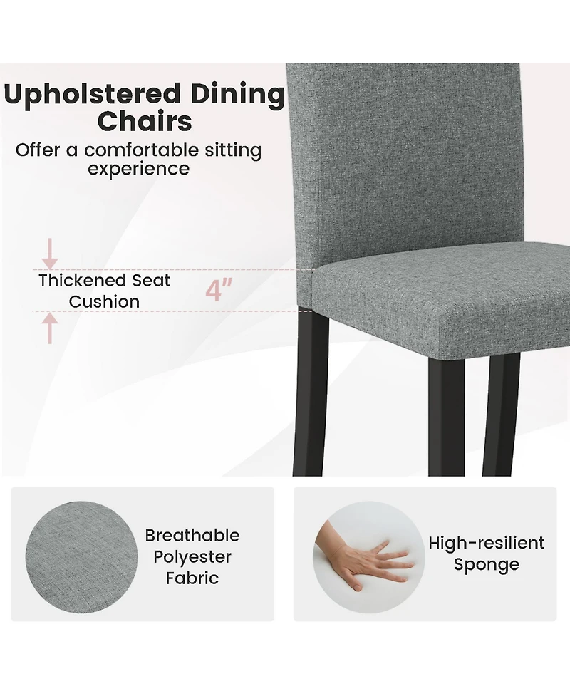 Gymax Dining Chair Set of 2 Mid-Century Modern Fabric Upholstered Parson Chairs