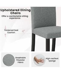Gymax Dining Chair Set of 2 Mid-Century Modern Fabric Upholstered Parson Chairs