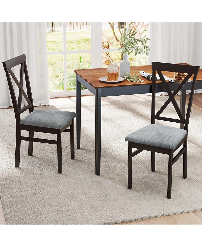 Gymax Modern Dining Chairs Set of with Rubber Wood Frame Hollowed Backrest for Kitchen