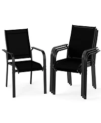 Slickblue Set of 4 Patio Dining Chairs Stackable Outdoor Armchairs