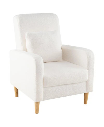 Slickblue Teddy Fleece Accent Sofa Chair with Lumbar Pillow, Modern Upholstered Design