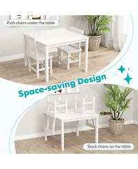 Sugift Wooden Kids Table and 2 Chairs Set with Anti-slip Foot Pads