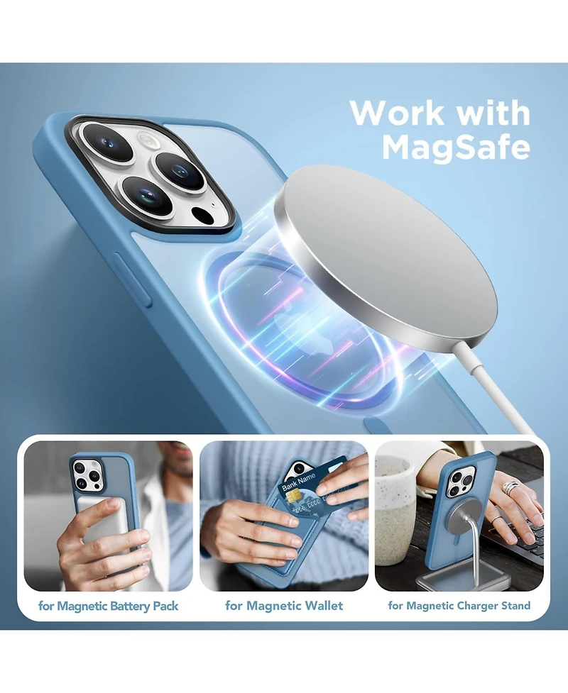 Gonez Magnetic for iPhone 15 Pro Max Case,Compatible with MagSafe Slim Translucent Matte Back Shockproof Phone Protective Case