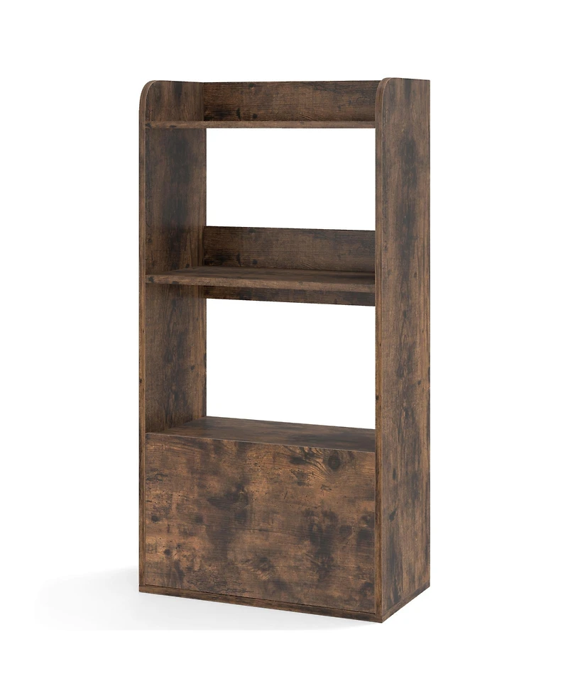 Gouun Freestanding 3-Tier Bookshelf with Open Shelves and Drawer, 21.5 x 11.5 x 41.5 in