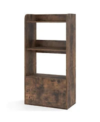 Gouun Freestanding 3-Tier Bookshelf with Open Shelves and Drawer, 21.5 x 11.5 x 41.5 in