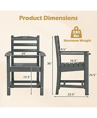 Gouun Hdpe All-Weather Patio Outdoor Dining Chairs Set of 2 with Wide Armrests, Wood-Look Finish