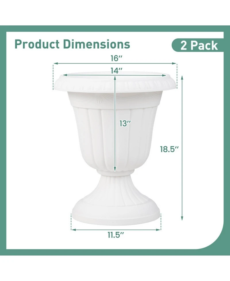 Gouun Vintage Urn Planters Set of 2 with Pedestal Base