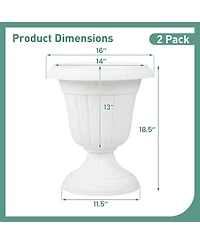 Gouun Vintage Urn Planters Set of 2 with Pedestal Base