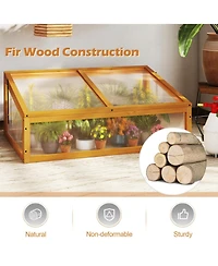 Gouun Fir Wood Cold Frame Greenhouse with Transparent Flip-Top Roof