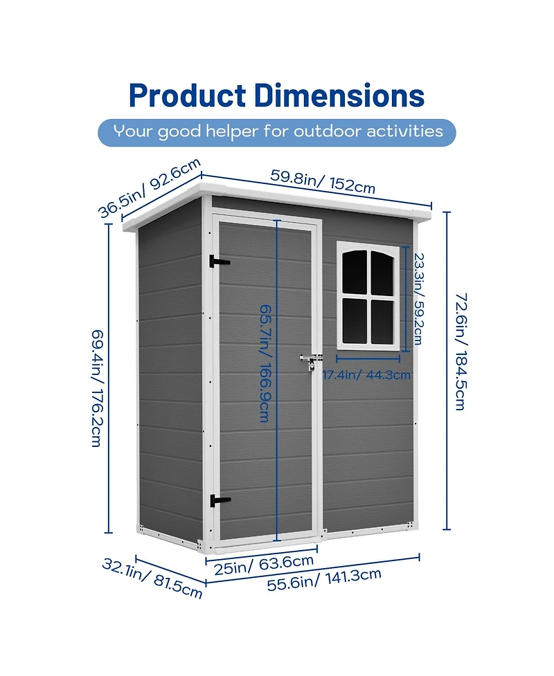 sumyeg Heavy-Duty Outdoor Storage Shed with Double-Layer Resin and Complete Assembly Kit