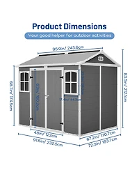Sumyeg 8 feet 6 feet Outdoor Garden Shed with Lockable Doors