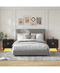 Vlrska 23.6-Inch Wide 2-Drawer Nightstand with Built-in Outlets and Human Sensor Light