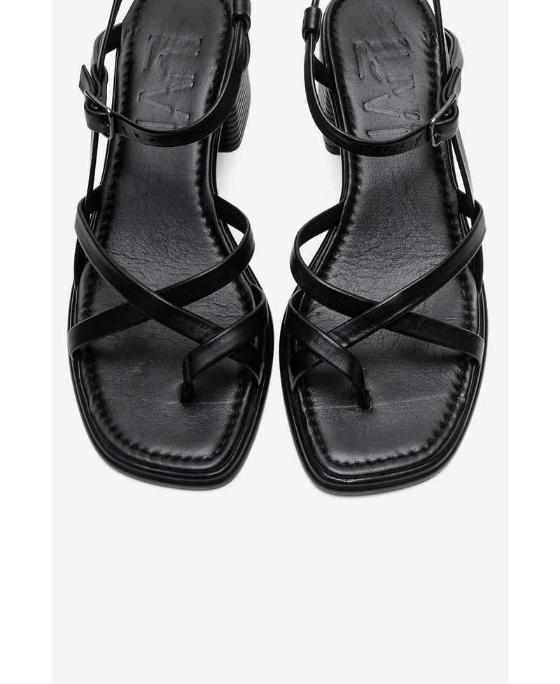 Forever & Always Shoes Women's Lavish Leather Block Heel Sandal