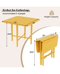 Sugift Foldable Dining Table for 2-4 People with Rubber Wood Legs for Small Space