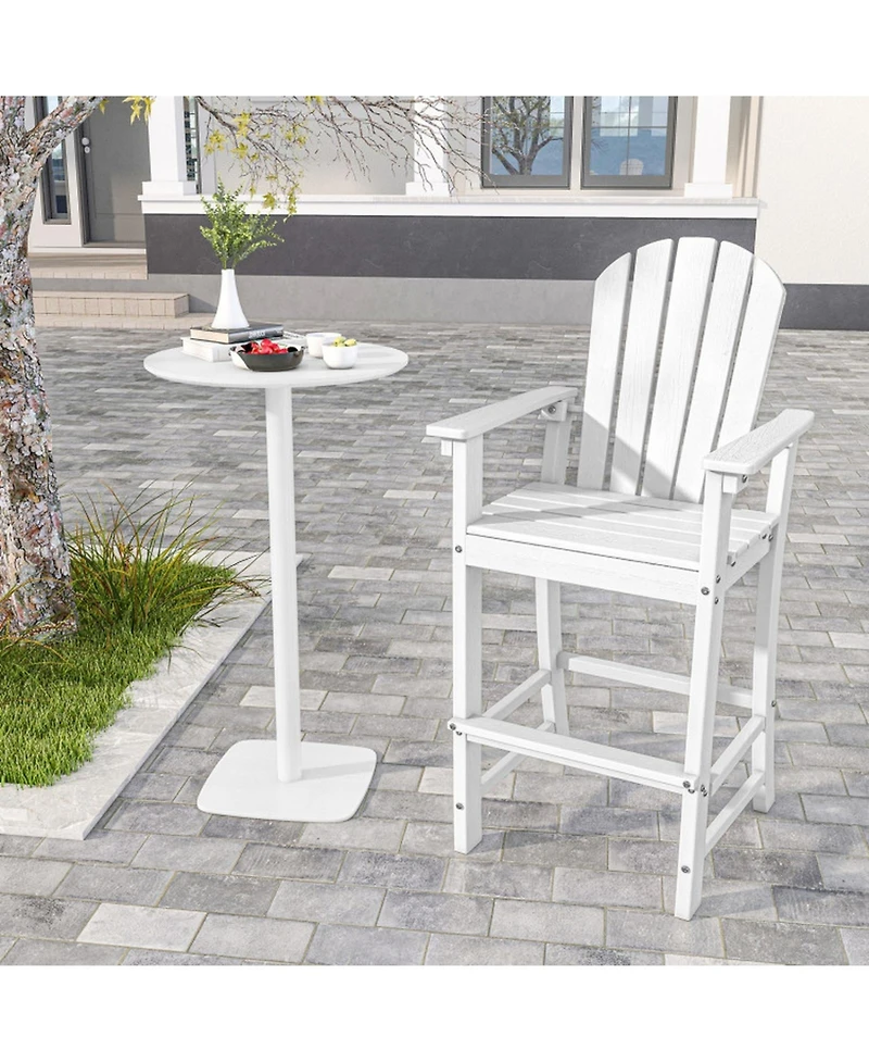 Gouun Counter-Height Hdpe Outdoor Bar Stool with Armrests, Footrest, and 360 lbs Capacity