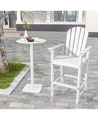 Gouun Counter-Height Hdpe Outdoor Bar Stool with Armrests, Footrest, and 360 lbs Capacity