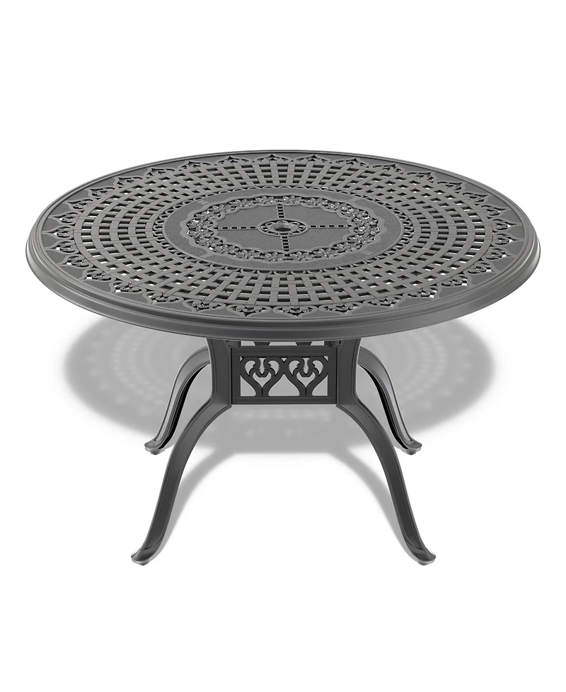 Clihome -inch Cast Aluminum Patio Dining Table With Frame and Umbrella Hole