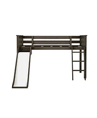 Max & Lily Low Loft With Easy Slide and Light Pink Gold Princess Curtain