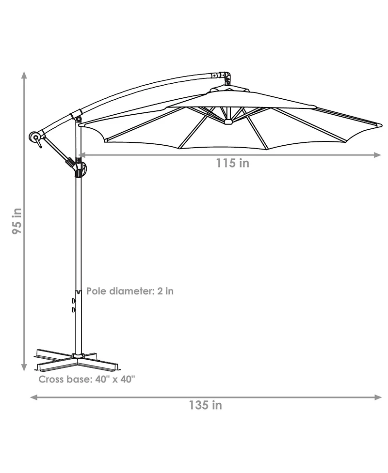 Outdoor Steel Offset Cantilever Patio Umbrella with Round Base Set - 10'