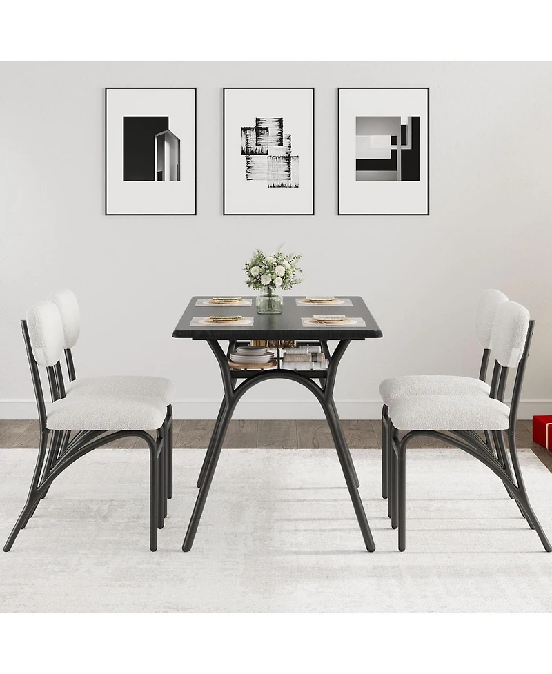 gaomon 4-Person Modern Dining Set with Storage and Boucle Chairs for Small Spaces