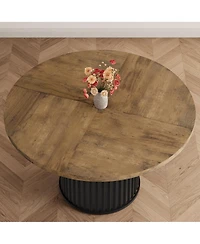 gaomon 47" Round Dining Table for 4-6 Diners, with a Robust Wave-Shaped Metal Pedestal Base