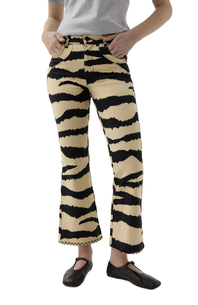 Scalpers Women's Ankle Zebra Denim Pant