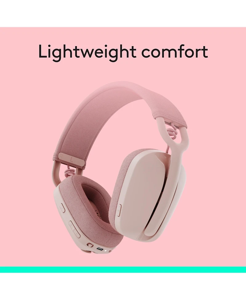 Logitech Zone Vibe 100 Lightweight, Wireless, Noise Canceling Headphones (Rose)