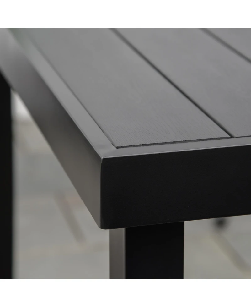 Outsunny Outdoor Dining Table for 6 Person, Rectangular, Aluminum Metal Legs for Garden, Lawn, Patio, Woodgrain Black