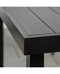 Outsunny Outdoor Dining Table for 6 Person, Rectangular, Aluminum Metal Legs for Garden, Lawn, Patio, Woodgrain Black