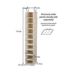 Household Essentials Hanging Shoe Organizer, 10 Wide Cubbies with Cedarline Pockets