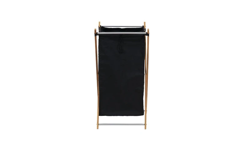 Household Essentials X-Frame Bamboo Hamper, Washable Liner