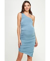 Hello Miz Maternity One-Shoulder Ruched Asymmetrical Bodycon Dress