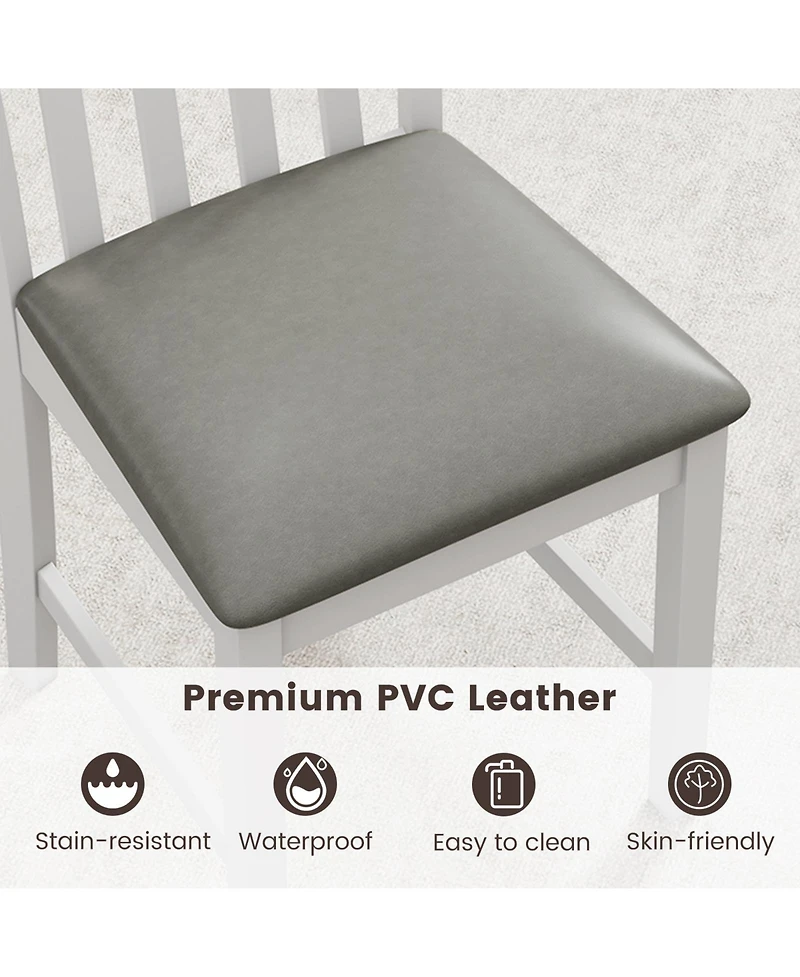 Gymax Wooden Dining Chair Set of 4 with Rubber Wood Frame and Padded Seat and Curved Back