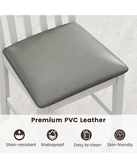 Gymax Wooden Dining Chair Set of 4 with Rubber Wood Frame and Padded Seat and Curved Back
