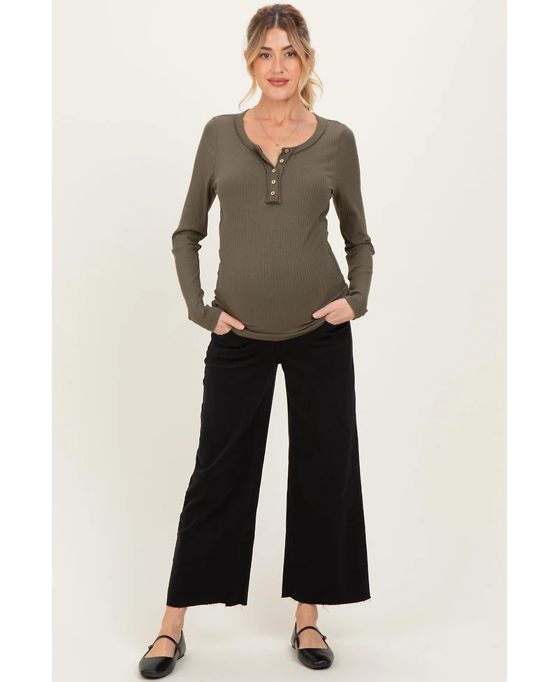 Pinkblush Maternity Raw Hem Crop Wide Leg Jeans