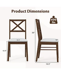 Gymax Dining Chairs Set of 2 Upholstered Kitchen Side Chairs with Rubber Wood Frame
