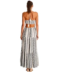 La Moda Clothing Women's Luxury Printed Cut-Out Maxi Dress