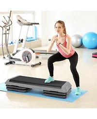 Zeny Exercise Aerobic Step Platform, Adjustable Fitness Stepper with 4 Stackable Risers, Aerobics Stepper Workout Stepper