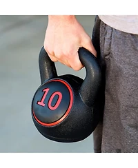 Zeny 3-Piece Kettlebell Set with Storage Rack Heavy Duty Concrete 5 lb 10 lb 15 lb Kettle Bells for Weightlifting