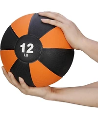 Zeny Fitness Medicine Ball 12lb, Weighted Exercise Ball with Textured Grip Fitness Core Strength Training Rubber Ball Home Gym Workout Equipment