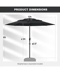 Sugift 10 ft 3-tier Vented Patio Umbrella with Push Button Tilt