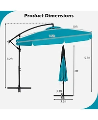 Sugift 10 Feet Patio Cantilever Umbrella with Cover Tilt Adjustment and Ruffled Edge
