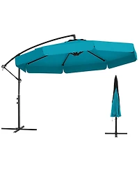 Sugift 10 Feet Patio Cantilever Umbrella with Cover Tilt Adjustment and Ruffled Edge