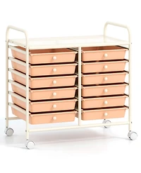 Gouun 12-Drawer Rolling Storage Cart with Steel Frame and Dual Handles for Home and Office