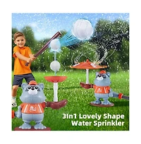 Bruce & Shark 3-in-1 Baseball Water Sprinkler - Rotating Splash Toy with Bat & Balls