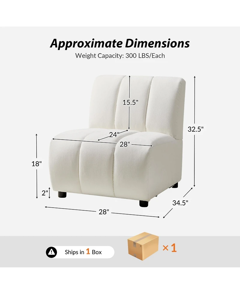 Hulala Home Shalon 28 inches Modern 1-Piece Chenille Channel Tufted Sofa